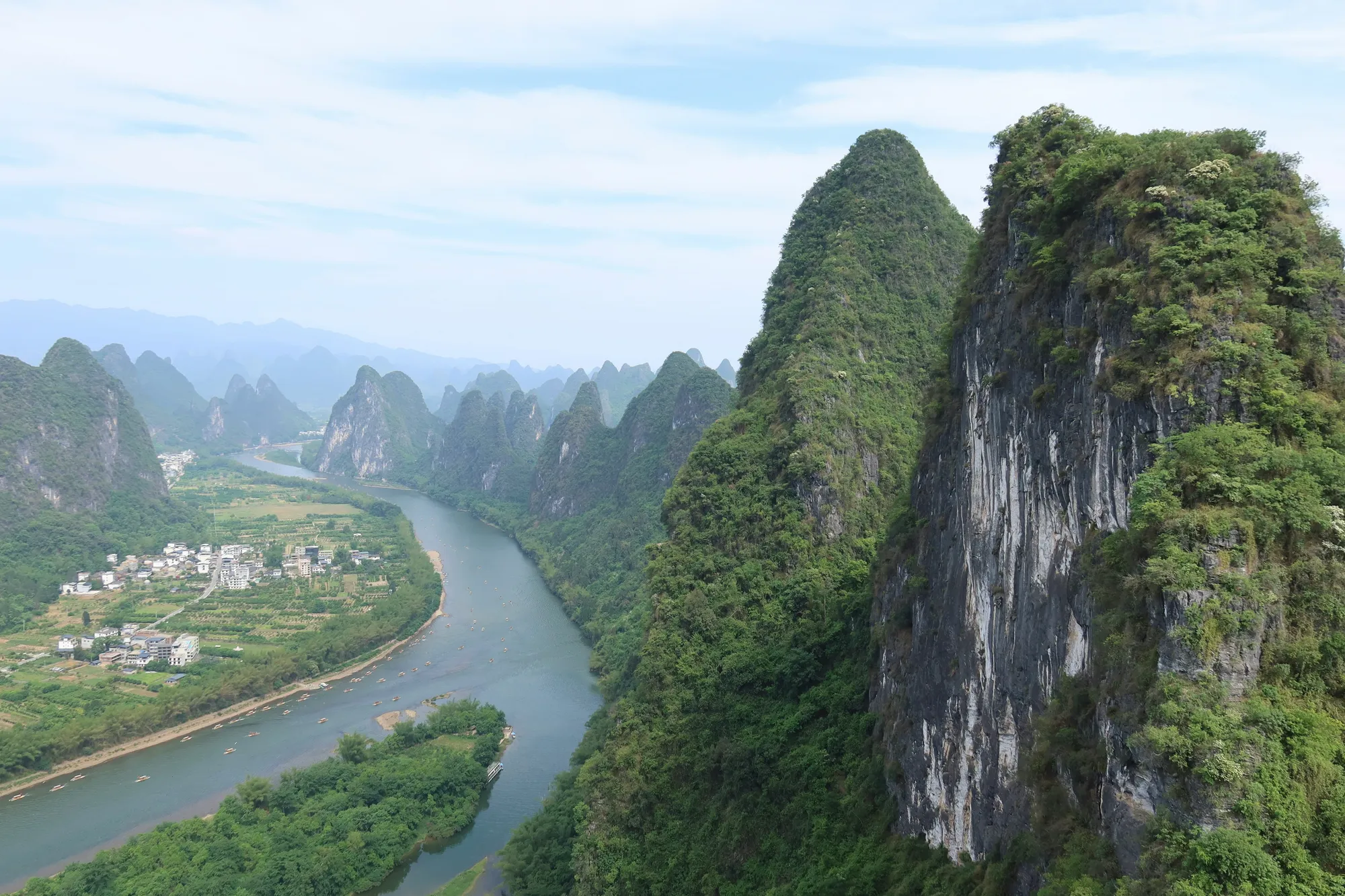 Karst peaks along the winding Li River near Guilin